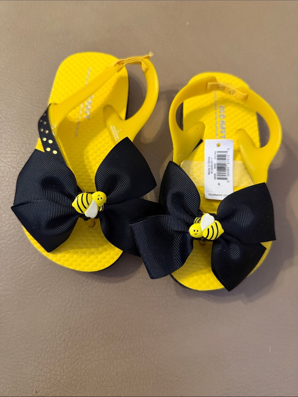 Old Navy Yellow and Black Bee Bow Toddler Sandals